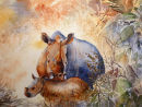 Mother and Child (watercolour) by Rosie Muncaster