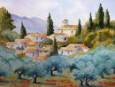 The Olive Grove (watercolour) by Rosie Muncaster