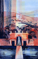 Ripon Cathedral from Studley Royal (watercolour) by Derek Hopper