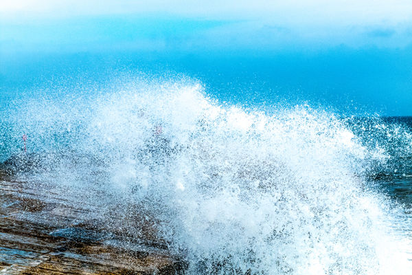 The Cobb in the storm, Lyme Regis