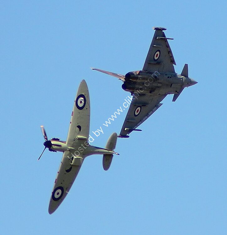BAE Typhoon FGR4 Ow-RAF ZK349 (BS110-399) & Supermarine Spitfire IIA Ow-RAF P7350 Perform Together At RAF Fairford Gloucestershire UK Airshow 2019 Order Number T&S10