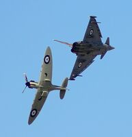 BAE Typhoon FGR4 Ow-RAF ZK349 (BS110-399) & Supermarine Spitfire IIA Ow-RAF P7350 Perform Together At RAF Fairford Gloucestershire UK Airshow 2019 Order Number T&S10