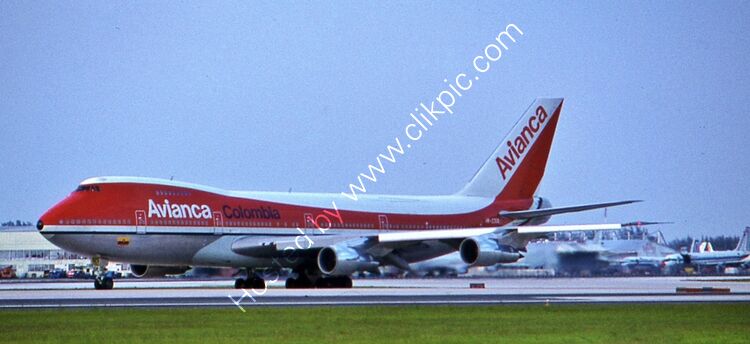 BOEING 747-259B SCD Avianca Aerovias Nacionales de Colombia SA HK2300 (N-Cartagena de Indias) (21730) Miami International Apt Florida USA 1990 Order No RB13