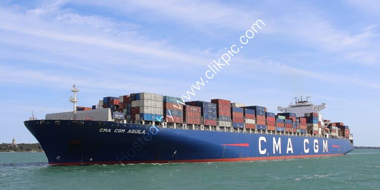 CMA CGM AQUILA Container Ship (9410741) Ow-CMA-CGM Container Shipping Inc Blt-2009 Hyundai HI South Korea Gwt-131,332 Dwt-128,550 Southampton Water Hampshire UK 2025 Order No OCT831
