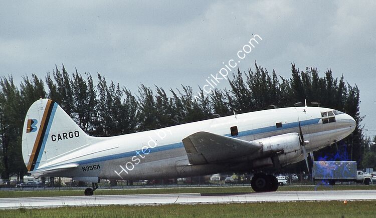 CURTISS C46A COMMANDO Bahamasair N355M (471) Miami International Airport Florida USA 1975 Aircraft Scrapped 1983 Order Number-RB52