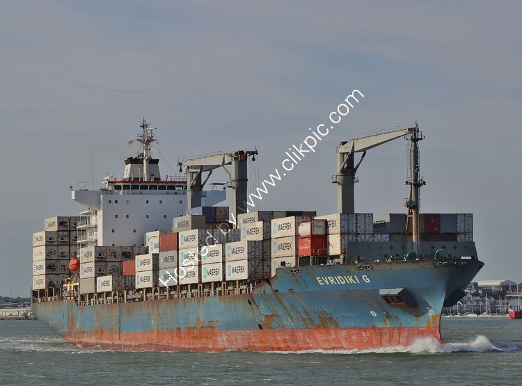 EVIRDIKI G Geared Container Ship (9231482) Ow-Euroseas Ltd Blt-Hyundai HI South Korea 2001 Gt-26582 Dwt-34654 Lgt-693ft (210Mts Southampton Water Hampshire UK-2025 Order No-GCT-72