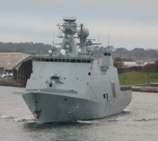 HDMS ESBERN SNARE L17 Dock Landing & Assault Ship Royal Danish Navy Leaving RN Dockyard Devonport Plymouth Devon UK 2020 Order-Number RDNAMP17