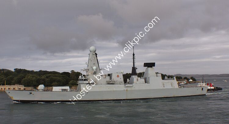 HMS DUNCAN D37 Royal Navy Type 45 Destroyer (Last Built Of The Class) Leaving RN Devonport Dockyard Plymouth Devon UK 2025 Order Number-RNGB(DTY) 116