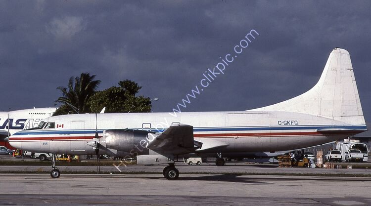 CONVAIR 580F(SCD) Kelowna Flightcraft Air Charter C-GKFQ (86) Van Nuys Apt California USA 2002 Order Number RB209