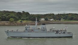 REF-RNGB(MCM)11 HMS Brocklesby Mine Counter Measures Vessel Leaving RN Devonport Dockyard Plymouth Devon GB 2021 (C)All Rights Reserved RLT-Aviation And Maritime Images 2021 opt