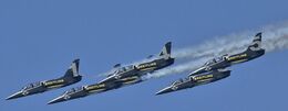 Ref-AL39-19 Aero L39 Albatros Training Aircraft Breitling Jet Display Team Bournemouth Hampshire Gt Britain 2018 (C)RLT Aviation And Maritime Images 2018 opt