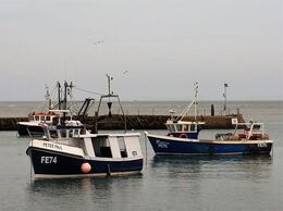 Ref-TFE6 Trawlers In Folkstone Harbour Kent GB FE 74-Peter Paul FE 75 Rowena 12-04-2014 (C)RLT Aviation And Maritime Images 2020 opt