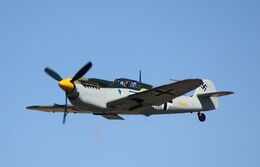 Ref-HIS-1 Hispano HA112M Buchon (Spanish Built ME109) Yellow 10 Luftwaffe G-AWHK Private Owner Duxford Cambs GB 2015 (C)RLT Aviation And Maritime Images 2018 opt