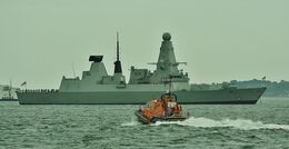 Ref RNGB(DTY)-31 HMS Dragon D35 Destroyer Royal Navy At Anchor In The Solent Hampshire 2012 (C)RLT Aviation And Maritime Images 2018 opt