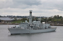 Ref-RNGB(FRG)-152 HMS Portland F79 Type 23 Duke Class (ASW) Frigate Royal Navy Leaving RN Devonport Dockyard Plymouth Devon GB 2021 (C)Copyright Reserved RLT Aviation And Maritime images 2021
