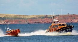 Ref LBRV19 RNLB R And J Wellburn 13-03 RNLI Tamar Class Lifeboat And Atlantic Class RIB Dawlish Devon GB 2014 (C)RLT Aviation And Maritime Images 2018 opt