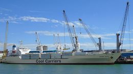 Ref RFR1 Crown Topaz Reefer Cargo Ship Portsmouth Docks Hampshire Gt Britain 2017 (C)RLT Aviation And Maritime Images 2018