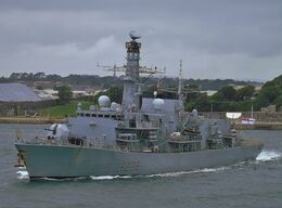 Ref RNGB(FRG)76 HMS Northumberland F238 Royal Navy Type 23 Duke Class Frigate Leaving RN Devonport Dockyard Plymouth Devon GB 2020 (C)RLT Aviation And Maritime Images 2020 opt