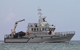 Ref RSV12 Drumbeat Of Devon UK Fisheries Patrol Vessel Entering Brixham Harbour Devon GB 2012 (C)RLT Aviation And Maritime Images 2018 opt