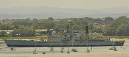 Unkown Royal Navy Type 42 Destroyer Waiting To Be Sold For Scrap Fareham Creek Portsmouth Harbour Hampshire UK 2012 RNGB(DTY)26