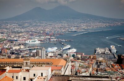 Naples, port and Pompeii