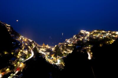 Positano at night from above