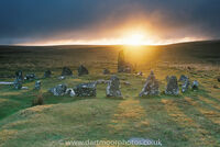 Down Tor Stone Circle and Row at sunrise