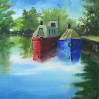 Moored for the Night - 6x6" Greetings Card