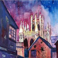 Nightime Octagon - 6x6" Greetings Card