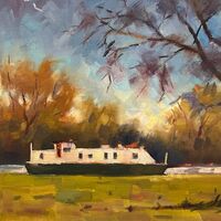 White Narrow Boat at Ely