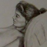 Girl on Striped Blanket