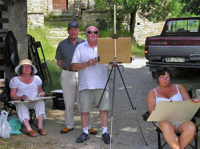 Robert gives a painting  demonstration in  Umbria Italy