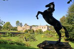 Forde Abbey Horse sculpture overlooking gardens at Forde Abbey