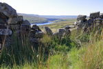 Angram Dam Angram Dam through a broken drystone wall at the abandoned hamlet of Lodge
