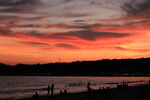 Sunset over the beach and sea at Les Lecques