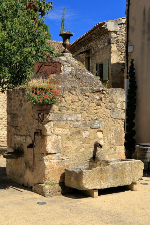 Ancient well and trough in Templar town of Richerences