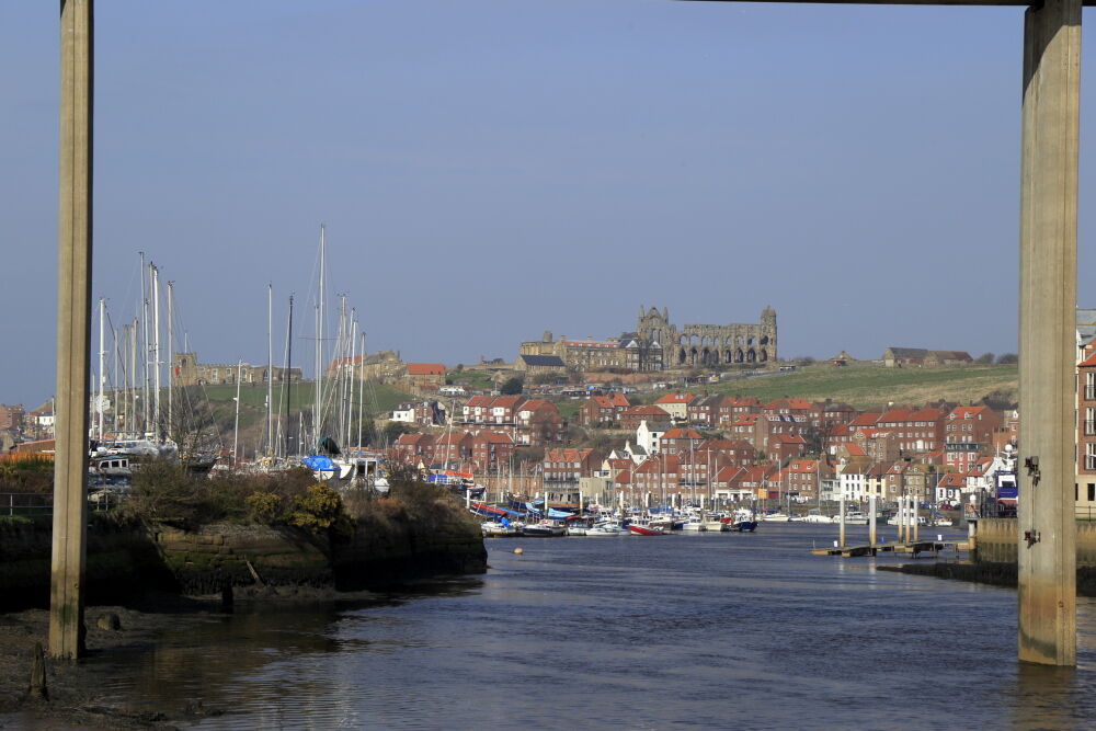 Whitby harbour, abbey, church