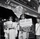 Three young people picketing outside Jamieson Jewelers in Dublin in the 1980s