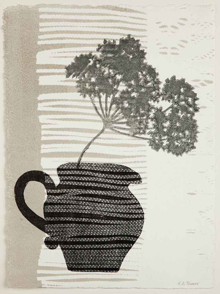 Striped jug. Monoprint.