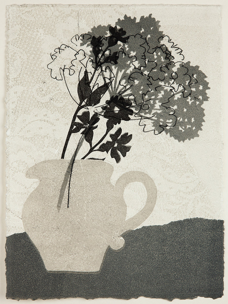 Little grey jug. Monoprint.