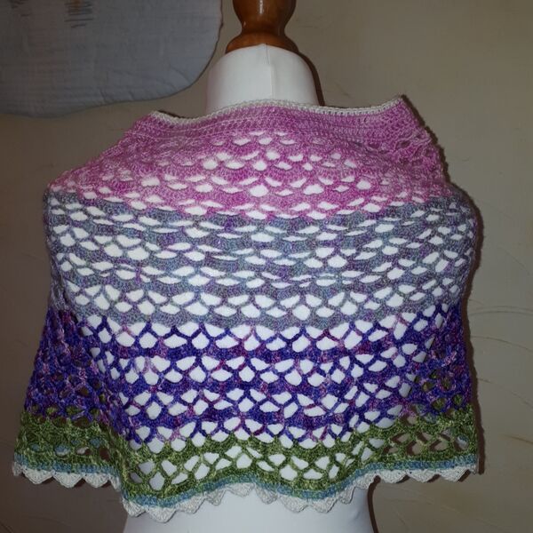Crochet Shoulder Shawl in Bluebell Yarn