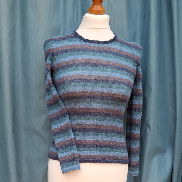 Fitted stripy sweater in Rowan Lace