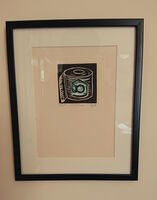 Lockdown - small woodcut print A5 size Small framed print - Lockdown by Rosie Burns