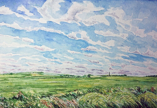 summer feilds, green, verdant. England and blue skies.