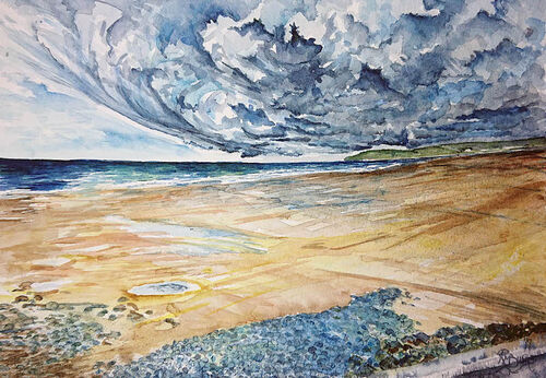 Westward Ho! Beach - watercolour