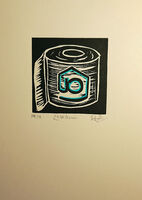 Lockdown - small woodcut print A5 size Small un framed print - Lockdown by Rosie burns