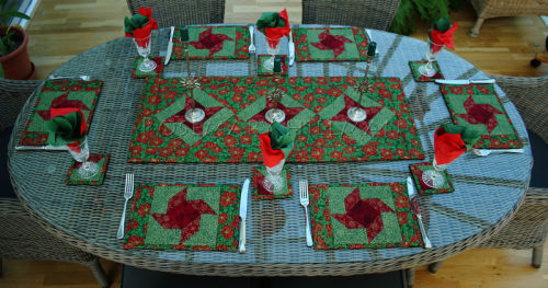 Poinsettia Christmas Table Runner & Accessories