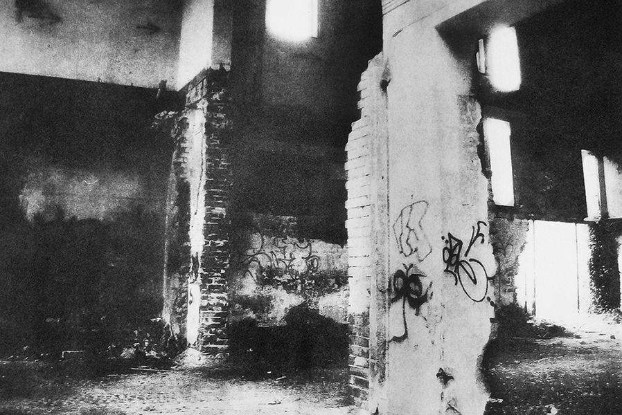 Abandoned space in black and white