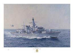 HMS Argyll circa 2012 HMS Argyll as in 2011 against a bright sky and blue sea with Lynx helicopter about to land on deck.