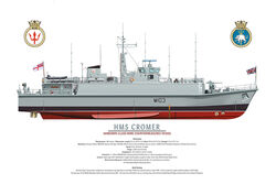 HMS Cromer, Side view in colour.